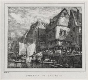 Souvenirs: Souvenir fra Bretagne, tavle 5, 1832. af Eugene Isabey