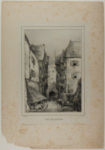 Udsigt over Rouen, planche tre af Eugene Isabey