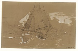 Fiskerbåd i en storm af Eugene Isabey