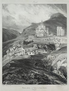 Maleriske og romantiske rejser i det gamle Frankrig, Auvergne: Apsis fra kirken Saint Nectaire af Eugene Isabey