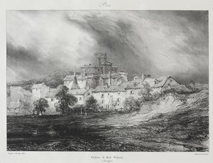 Maleriske og romantiske rejser i det gamle Frankrig, Auvergne: Château de Pont-Gibaud af Eugene Isabey