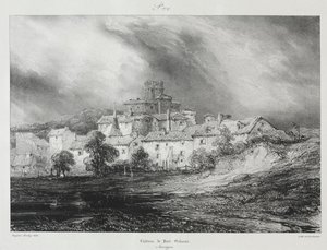Maleriske og romantiske rejser i det gamle Frankrig, Auvergne: Château de Pont-Gibaud af Eugene Isabey
