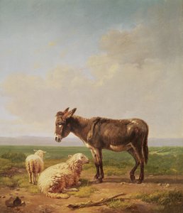 Æsel og får, 1849 (olie)