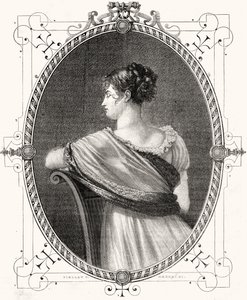 Portræt af Madame Recamier (1777-1849) graveret af Antoine Auguste Ernest Hebert (1817-1908)