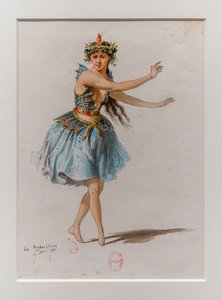 Korrigane. Ballet af Charles-Marie Widor, kostumemodel. 1880, pen, akvarel og gouache på papir.