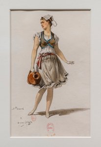 Korrigane. Ballet af Charles-Marie Widor, kostumemodel. 1880, pen, akvarel og gouache på papir.