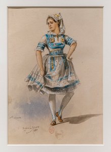 Korrigane. Ballet af Charles-Marie Widor, kostumemodel. 1880, pen, akvarel og gouache på papir.