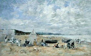 Strandscene (olie på lærred) af Eugene Louis Boudin