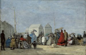 Strandscene ved Trouville; Strandscene ved Trouville, 1864 af Eugene Louis Boudin