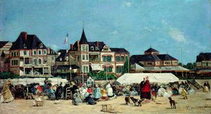 Trouville kasino af Eugene Louis Boudin