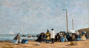 Krinoliner på stranden af Eugene Louis Boudin