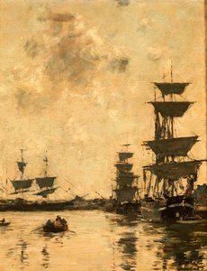 Deauville: Skonnerte ved anker, 1887 af Eugene Louis Boudin