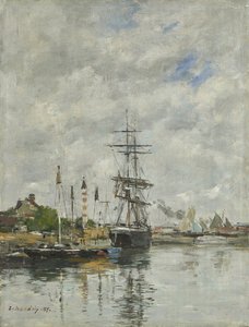 Deauville, bådbassinet, 1887 af Eugene Louis Boudin