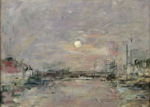 Skumring på handelshavnen i Le Havre, ca. 1892-94 af Eugene Louis Boudin