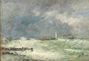 Indgang til havnen i Le Havre i stormfuldt vejr, 1895 af Eugene Louis Boudin
