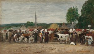 Messe i Bretagne af Eugene Louis Boudin