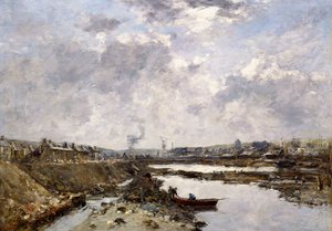 Fecamp, den indre havn under opførelse, 1883 af Eugene Louis Boudin