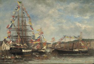 Festival i havnen i Honfleur, 1858 (olie på træ)