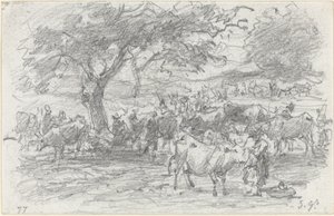 Hyrder og kvæg, 1877. af Eugene Louis Boudin