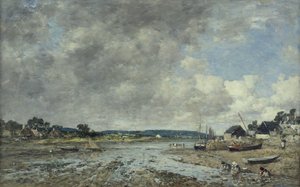 Landskab med vaskekoner, 1873 af Eugene Louis Boudin