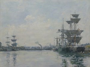 Le Havre, skibe i et bassin af Eugene Louis Boudin