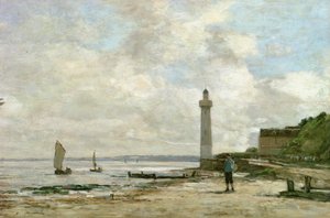 Fyrtårn ved Honfleur, 1864-66 af Eugene Louis Boudin