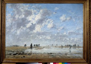 Lavvande ved Etaples Maleri af Eugene Louis Boudin (1824-1898) af Eugene Louis Boudin