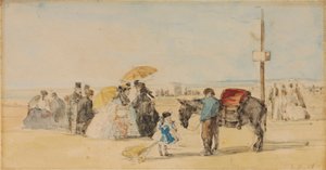 På stranden, 1866 af Eugene Louis Boudin
