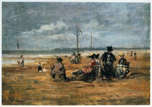 På stranden, 1880 af Eugene Louis Boudin