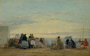På stranden, solnedgang, 1865. af Eugene Louis Boudin