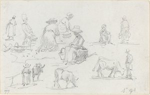 Bønder og køer [recto], 1877. af Eugene Louis Boudin