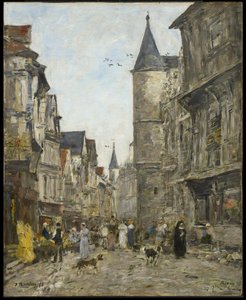 Rue Saint-Romain, Rouen af Eugene Louis Boudin