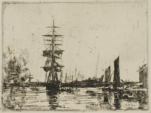Havlandskab med både af Eugene Louis Boudin