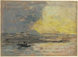 Ved havet, Havn i Honfleur af Eugene Louis Boudin