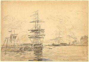 Skibe i Havn, ca. 1875. af Eugene Louis Boudin