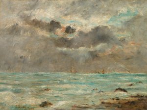 Kysten ved Trouville, ca. 1865-1900 (olie på stof) af Eugene Louis Boudin