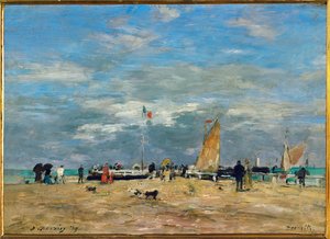 Anløbsbroen i Deauville af Eugene Louis Boudin