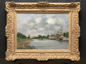 Udsigt over havnen i Saint-Valéry-sur-Somme af Eugene Louis Boudin