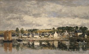 Landsby ved en flod, sandsynligvis 1867. af Eugene Louis Boudin