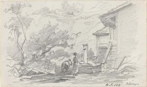Kvinder ved en brønd, Allinges, slutningen af det 19. århundrede. af Eugene Louis Boudin