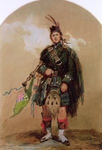 A Piper of the 79th Highlanders i Chobham Camp i 1853 af Eugene Louis Lami