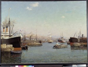 Havnen i La Joliette Maleri af Eugene de Barberiis (1851-1937) Fondation Regards de Provence fra det 20. århundrede, Marseille af Eugene de Barberis