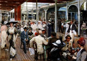The Terrace of a Cafe, Mar del Plata, Argentina, 1912 af Eugenio Alvarez Dumont