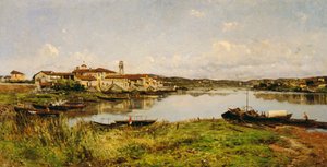Udsigt over Sesto Circalende, ca. 1885 (olie på lærred)