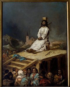 Inkvisition: "" manken"" Maleri af Eugenio Lucas y Velasquez (1817-1870) 1800-tallet søn. 0,53x0,41 m Lille, Musee des Beaux Arts