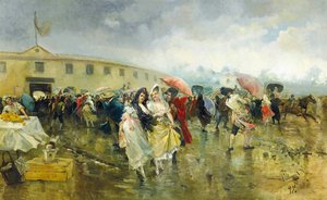 Uden for tyrefægterarenaen, Madrid, 1897 af Eugenio Lucas Villamil