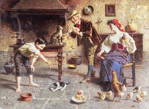 I køkkenet (maleri) af Eugenio Zampighi
