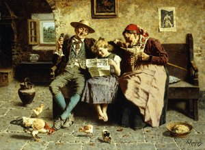 Læser nyhederne af Eugenio Zampighi