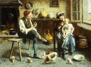 Den glade familie (olie på lærred)