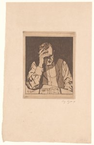 læsende mand af Eugène Bejot (signed by artist)